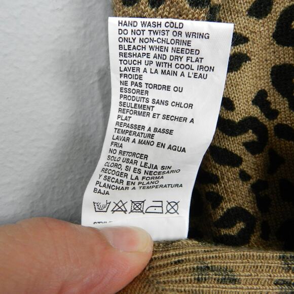 Vintage 90s Joan Leslie Leopard Print Knit Sweater Size 1X Short Sleeve Pullover - Picture 6 of 7